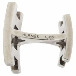 Hermes Hermès Sterling Silver Parallele Cufflinks For Men -Deals Hermes Store luxury men hermes used accessories p325282 005