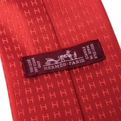 Hermes Hermès Red Faconnee H Silk Jacquard Tie For Men -Deals Hermes Store luxury men hermes used accessories p326137 001