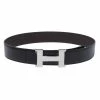 Hermes Black/Cacao Box Calf Leather Constance Reversible Belt 90CM For Men -Deals Hermes Store luxury men hermes used accessories p329219 003