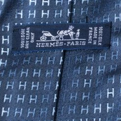 Hermes Thalassa Blue Faconnee H Silk Jacquard Tie For Men -Deals Hermes Store luxury men hermes used accessories p329374 002
