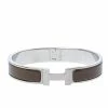Hermes Clic HH Enamel Palladium Plated Narrow Bracelet For Men -Deals Hermes Store luxury men hermes used accessories p333922 002