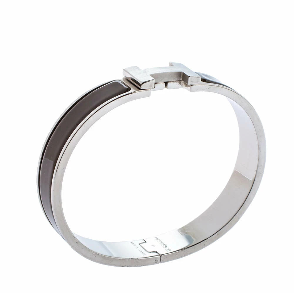 Hermes Clic HH Enamel Palladium Plated Narrow Bracelet For Men 4 Hermes Clic HH Enamel Palladium Plated Narrow Bracelet For Men - Image 2
