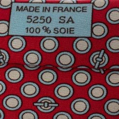 Hermes Hermès Red Geometric Print Traditional Silk Tie For Men -Deals Hermes Store luxury men hermes used accessories p380271 003