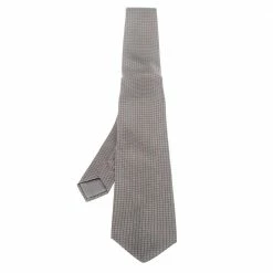 Hermes Grey Navigator Print Silk Tie For Men