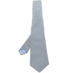 Hermes Blue Instantane Print Silk Tie For Men