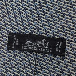 Hermes Blue Instantane Print Silk Tie For Men -Deals Hermes Store luxury men hermes used accessories p381031 005