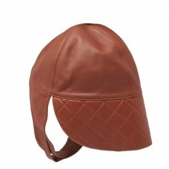 Hermes Brown Leather Aviator Cap (Size 56) For Men
