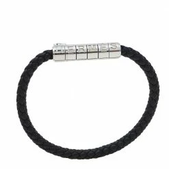 Hermes Hermès Black Braided Leather Goliath Code Bracelet For Men 12 Hermes Hermès Black Braided Leather Goliath Code Bracelet For Men -Deals Hermes Store luxury men hermes used accessories p402202 003