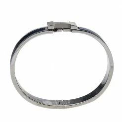 Hermes Hermès Clic H Bleu Nuit Enamel Brushed Palladium Plated Bracelet For Men -Deals Hermes Store luxury men hermes used accessories p410854 005