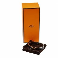 Hermes Hermès Clic HH Black Enamel Brushed Palladium Plated Bracelet For Men -Deals Hermes Store luxury men hermes used accessories p412623 001