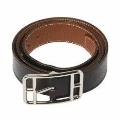 Hermes Noir/Gold Box And Togo Leather Cape Cod Reversible Belt 95 CM For Men -Deals Hermes Store luxury men hermes used accessories p416409 002