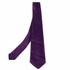 Hermes Hermès Purple Faconnee H Silk Tie For Men