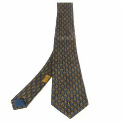Hermes Blue & Yellow Pineapple Print Silk Tie For Men