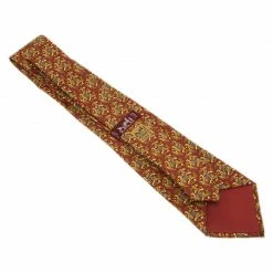 Hermes Red Silk Equestrian Print Tie For Men -Deals Hermes Store luxury men hermes used accessories p44810 004