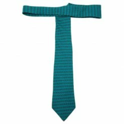 Hermes Blue Printed Silk Skinny Tie For Men -Deals Hermes Store luxury men hermes used accessories p44840 003