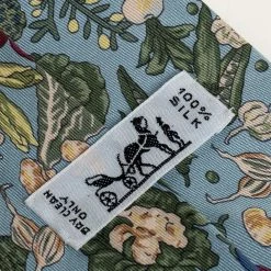 Hermes Hermès Powder Blue Vegetable Print Silk Tie For Men -Deals Hermes Store luxury men hermes used accessories p450129 001