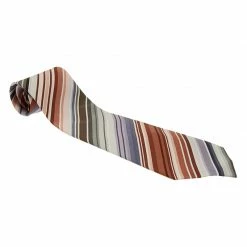 Hermes Mutlicolor Striped Silk Tie For Men