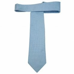 Hermes Blue Silk H Logo Tie For Men -Deals Hermes Store luxury men hermes used accessories p45852 003