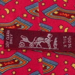 Hermes Vermillion Magic Carpet Print Silk Tie For Men -Deals Hermes Store luxury men hermes used accessories p460167 002