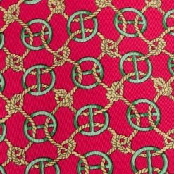 Hermes Vintage Vermillion Rope Pattern Print Silk Tie For Men -Deals Hermes Store luxury men hermes used accessories p460176 002