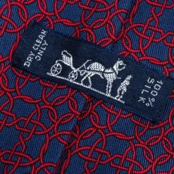 Hermes Navy Blue Geometric Print Silk Tie For Men -Deals Hermes Store luxury men hermes used accessories p460181 002