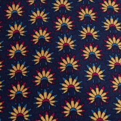 Hermes Navy Blue Indian Feather Headdress Print Silk Tie For Men -Deals Hermes Store luxury men hermes used accessories p460224 002