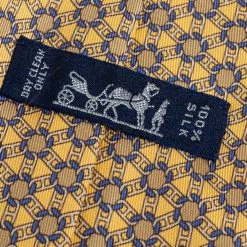 Hermes Light Yellow Interlocking Print Silk Tie For Men -Deals Hermes Store luxury men hermes used accessories p460230 002