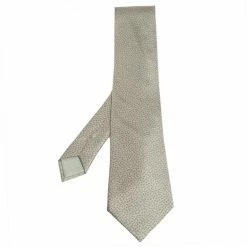 Hermes Pale Green H Print Silk Tie For Men