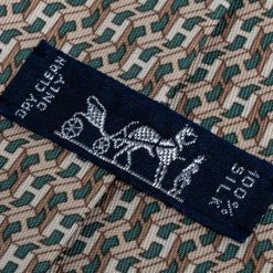 Hermes Beige & Pale Green H Pattern Silk Tie For Men -Deals Hermes Store luxury men hermes used accessories p460741 003