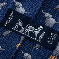 Hermes Hermès Navy Blue Elephant & Mouse Print Silk Tie For Men 7 Hermes Hermès Navy Blue Elephant & Mouse Print Silk Tie For Men -Deals Hermes Store luxury men hermes used accessories p460761 004