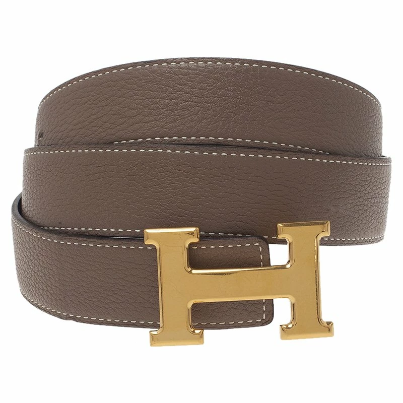Hermes Black/Grey Leather Reversible H Buckle Belt 95 CM For Men 4 Hermes Black/Grey Leather Reversible H Buckle Belt 95 CM For Men - Image 2