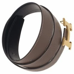 Hermes Black/Grey Leather Reversible H Buckle Belt 95 CM For Men 10 Hermes Black/Grey Leather Reversible H Buckle Belt 95 CM For Men -Deals Hermes Store luxury men hermes used accessories p46736 003