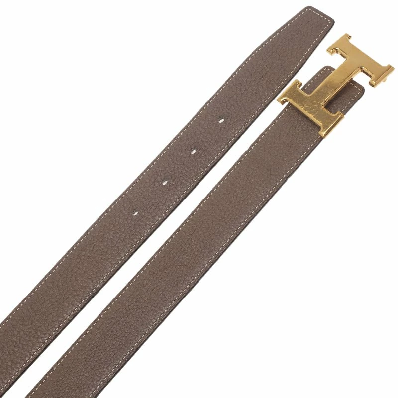 Hermes Black/Grey Leather Reversible H Buckle Belt 95 CM For Men 6 Hermes Black/Grey Leather Reversible H Buckle Belt 95 CM For Men - Image 4
