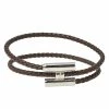 Hermes Tournis Tresse Brown Leather Palladium Plated Bracelet For Men 1 Hermes Tournis Tresse Brown Leather Palladium Plated Bracelet For Men -Deals Hermes Store luxury men hermes used accessories p470348 001