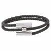 Hermes Hermès Tournis Tresse Grey Leather Palladium Plated Bracelet For Men