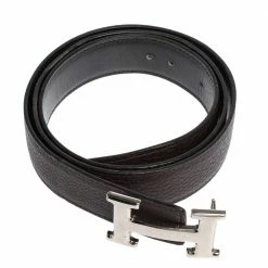 Hermes Hermès Noir/Cacao Box And Taurillon Clemencer H Buckle Reversible Belt 90 CM For Men -Deals Hermes Store luxury men hermes used accessories p473127 001