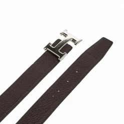 Hermes Hermès Noir/Cacao Box And Taurillon Clemencer H Buckle Reversible Belt 90 CM For Men -Deals Hermes Store luxury men hermes used accessories p473127 002