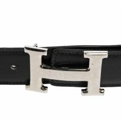 Hermes Hermès Noir/Cacao Box And Taurillon Clemencer H Buckle Reversible Belt 90 CM For Men -Deals Hermes Store luxury men hermes used accessories p473127 005