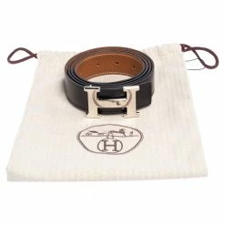 Hermes Hermès Noir/Gold Box And Togo Leather H Buckle Reversible Belt 110 CM For Men -Deals Hermes Store luxury men hermes used accessories p477077 001