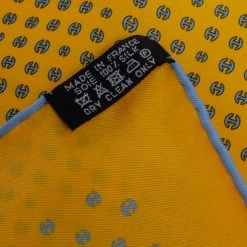 Hermes Hermès Yellow Printed Silk Pocket Square For Men -Deals Hermes Store luxury men hermes used accessories p482878 003
