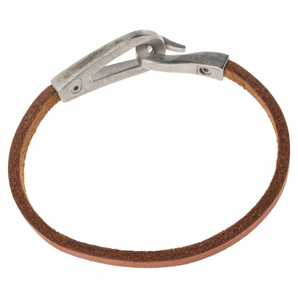 Hermes Hermès Brown Bridle Leather Brushed Palladium Plated Jumbo Jet Bracelet For Men 6 Hermes Hermès Brown Bridle Leather Brushed Palladium Plated Jumbo Jet Bracelet For Men - Image 4