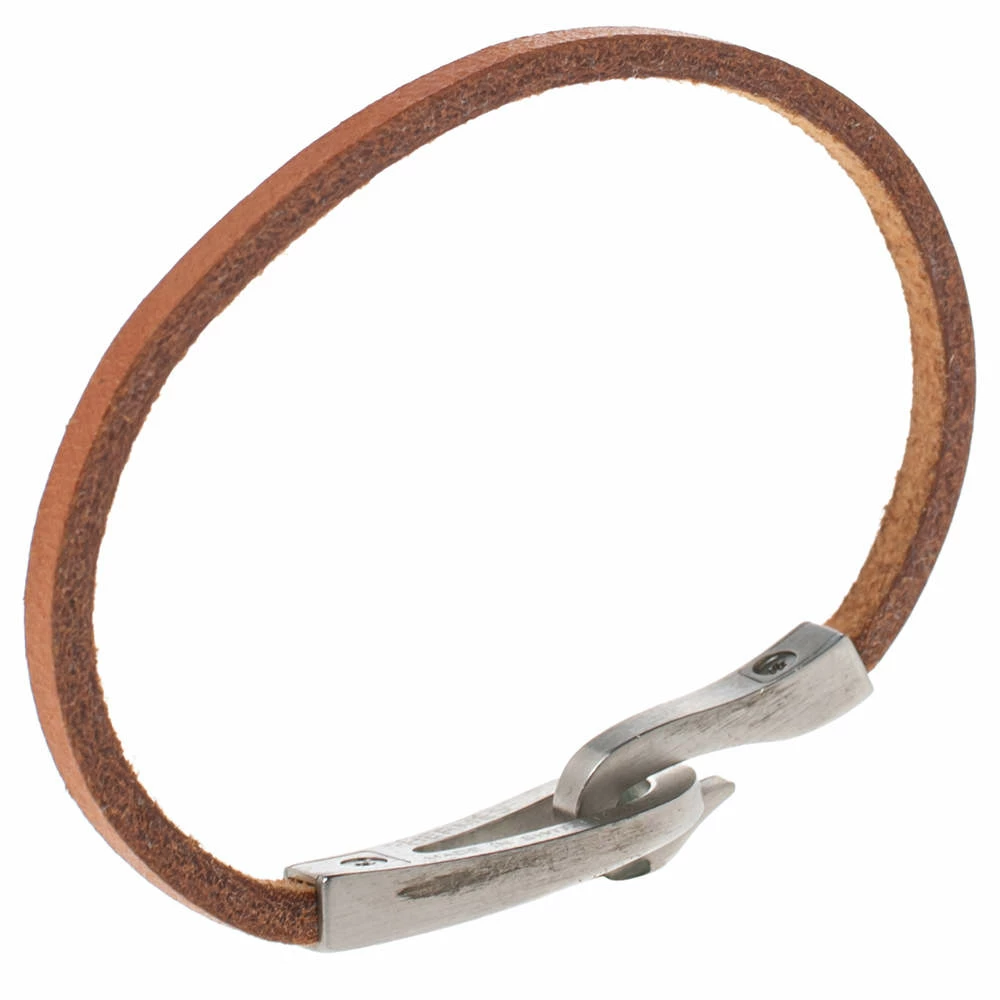 Hermes Hermès Brown Bridle Leather Brushed Palladium Plated Jumbo Jet Bracelet For Men 4 Hermes Hermès Brown Bridle Leather Brushed Palladium Plated Jumbo Jet Bracelet For Men - Image 2