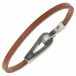 Hermes Hermès Brown Bridle Leather Brushed Palladium Plated Jumbo Jet Bracelet For Men 11 Hermes Hermès Brown Bridle Leather Brushed Palladium Plated Jumbo Jet Bracelet For Men -Deals Hermes Store luxury men hermes used accessories p488316 004