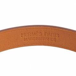 Hermes Hermès Brown Leather Palladium Plated Java 10 Bracelet M For Men -Deals Hermes Store luxury men hermes used accessories p488461 002
