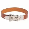 Hermes Hermès Brown Leather Palladium Plated Java 10 Bracelet M For Men -Deals Hermes Store luxury men hermes used accessories p488461 011