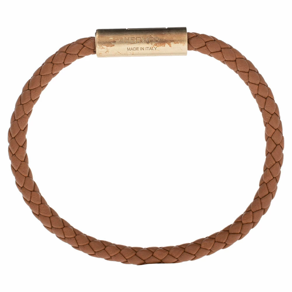 Hermes Hermès Brown Leather Gold Plated Goliath Bracelet For Men 6 Hermes Hermès Brown Leather Gold Plated Goliath Bracelet For Men - Image 4