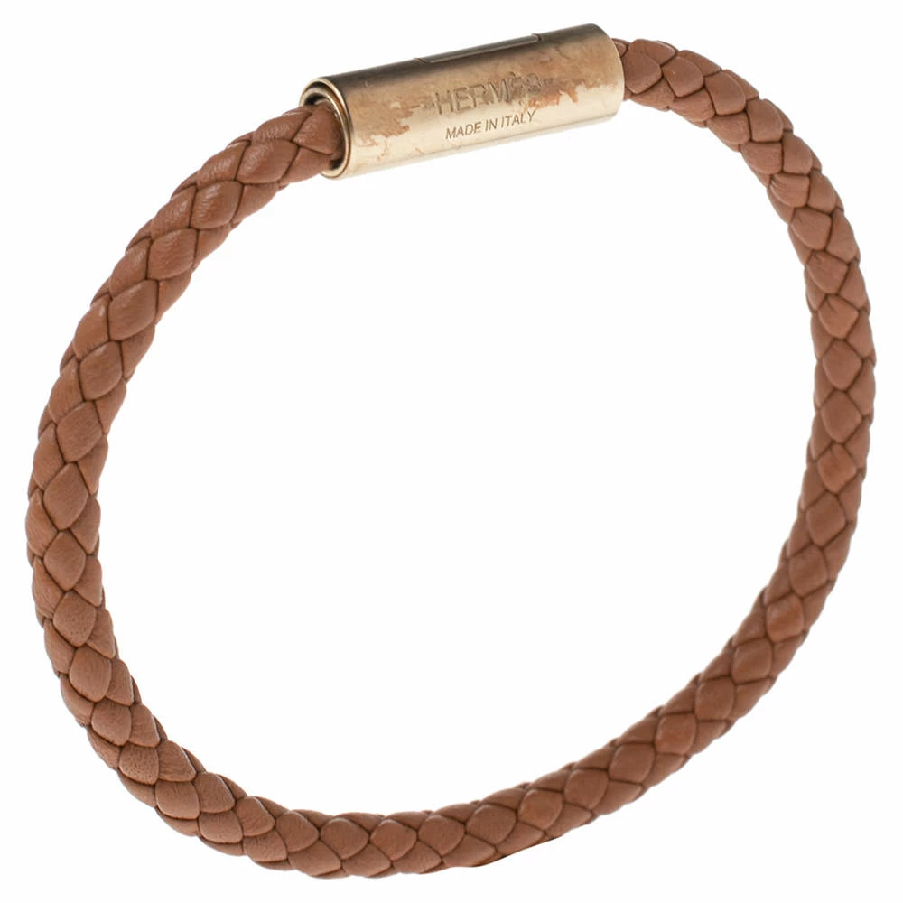 Hermes Hermès Brown Leather Gold Plated Goliath Bracelet For Men 4 Hermes Hermès Brown Leather Gold Plated Goliath Bracelet For Men - Image 2