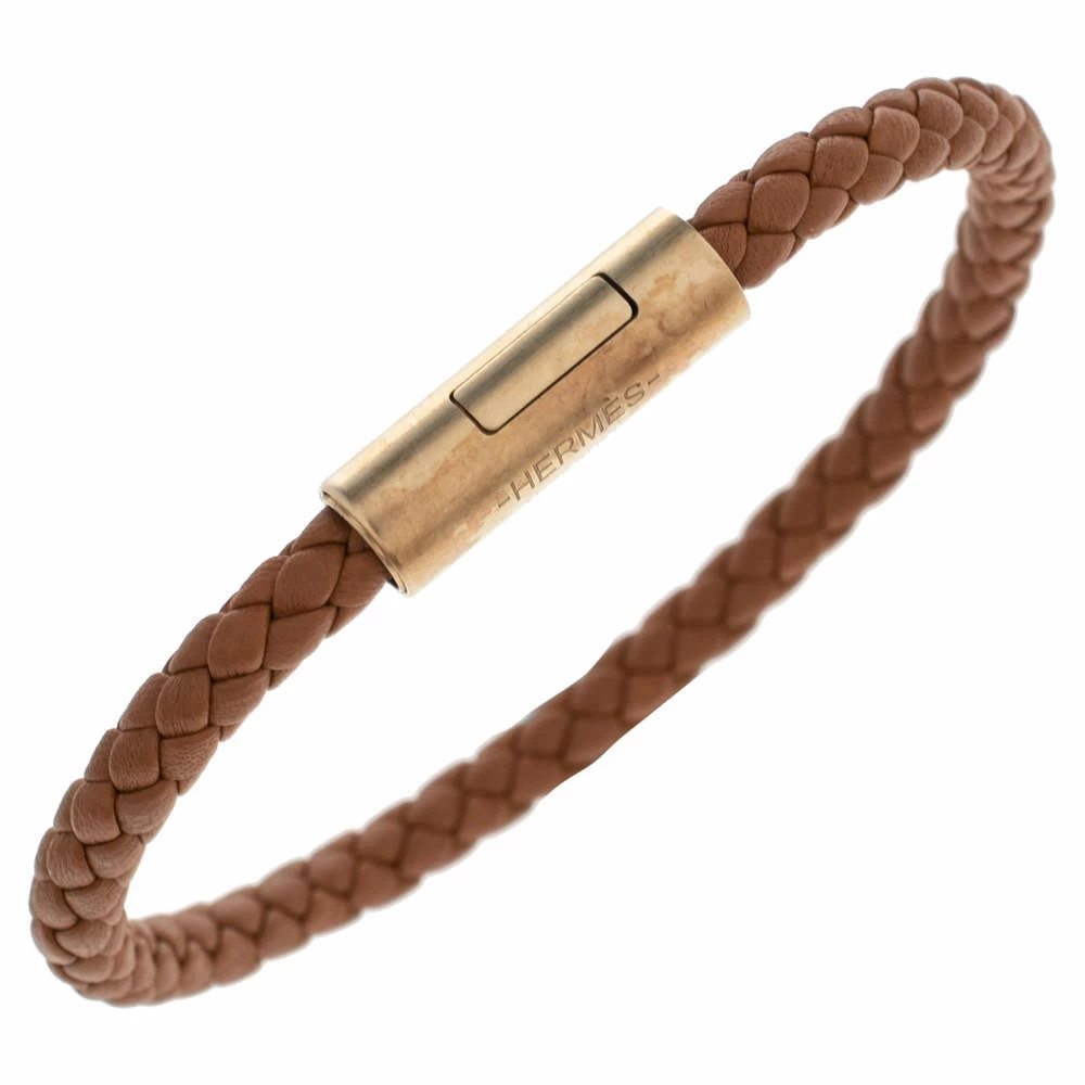 Hermes Hermès Brown Leather Gold Plated Goliath Bracelet For Men 5 Hermes Hermès Brown Leather Gold Plated Goliath Bracelet For Men - Image 3