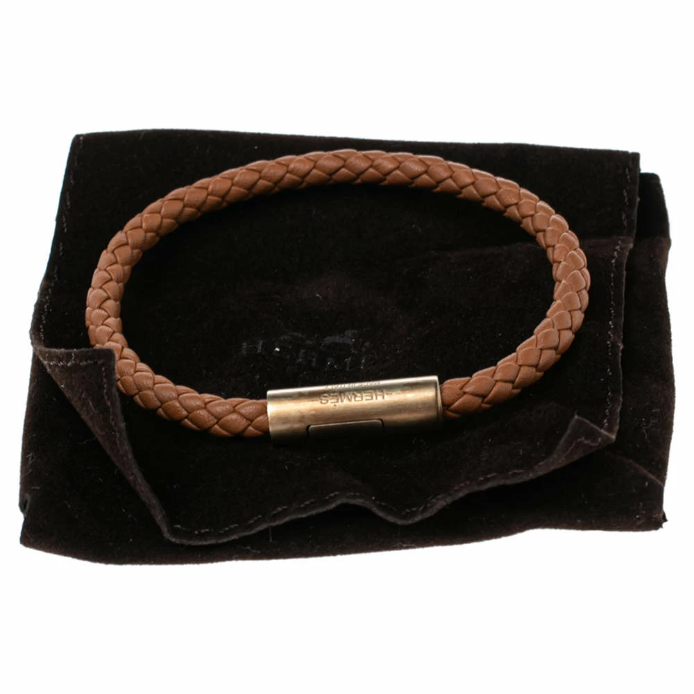 Hermes Hermès Brown Leather Gold Plated Goliath Bracelet For Men 9 Hermes Hermès Brown Leather Gold Plated Goliath Bracelet For Men - Image 7