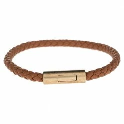 Hermes Hermès Brown Leather Gold Plated Goliath Bracelet For Men